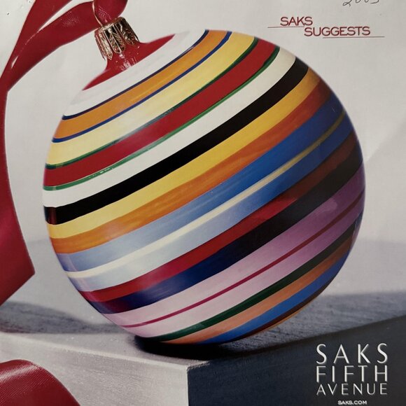 Set of 5 Sak's Fifth Avenue Hand-Painted Christmas Tree Ornaments From 2003 - Picture 5 of 5